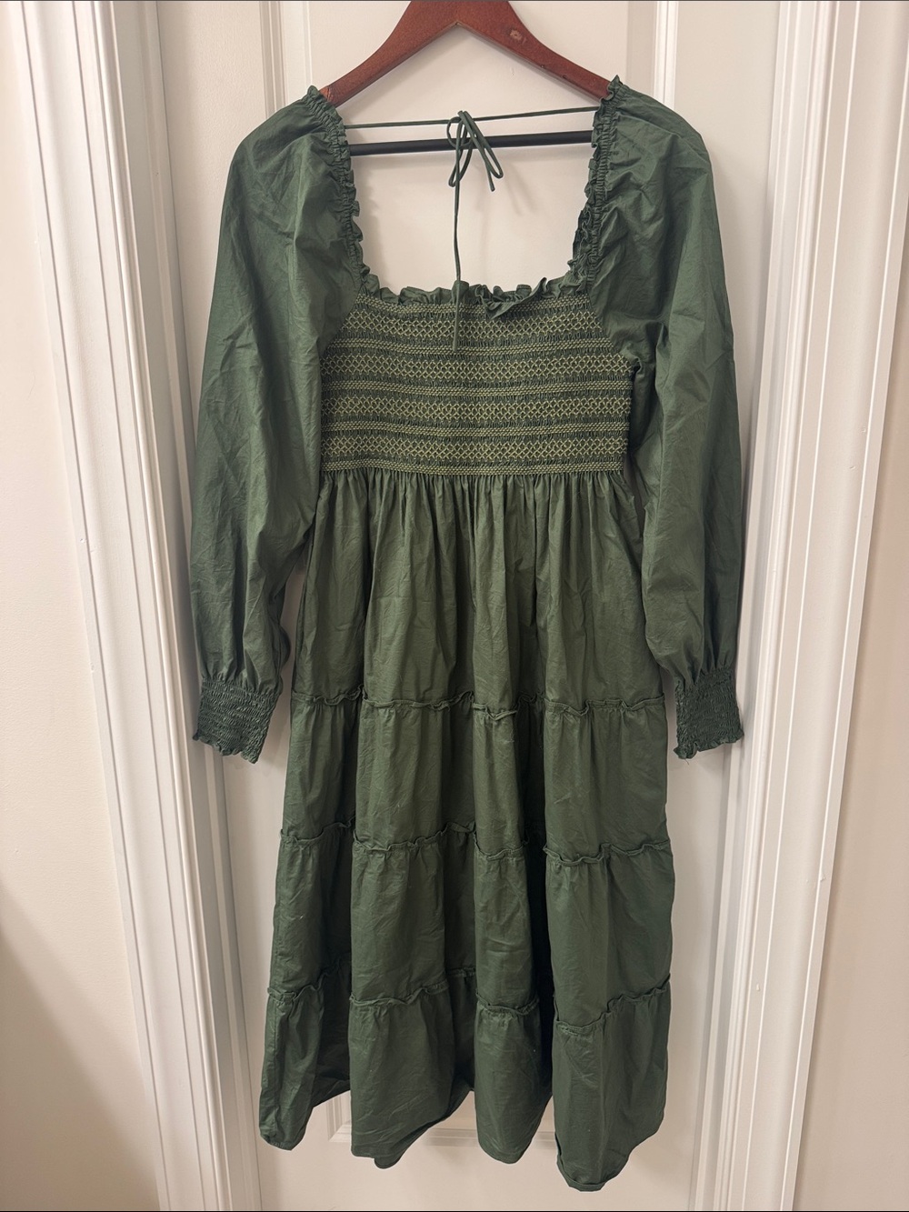 Hill House The Nap Dress Forest Green Smocked Square-Neck - like new! - Picture 8 of 9